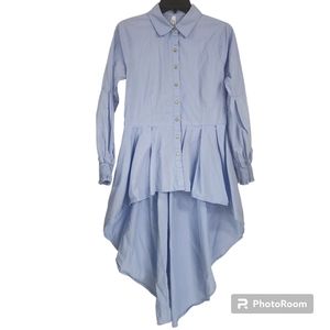 Truth NYC blue high low button up shirt dress top medium M